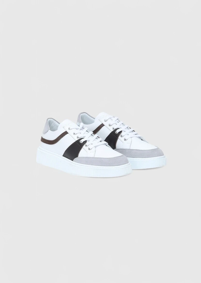 Grey Leather Sneaker - RAMSEY