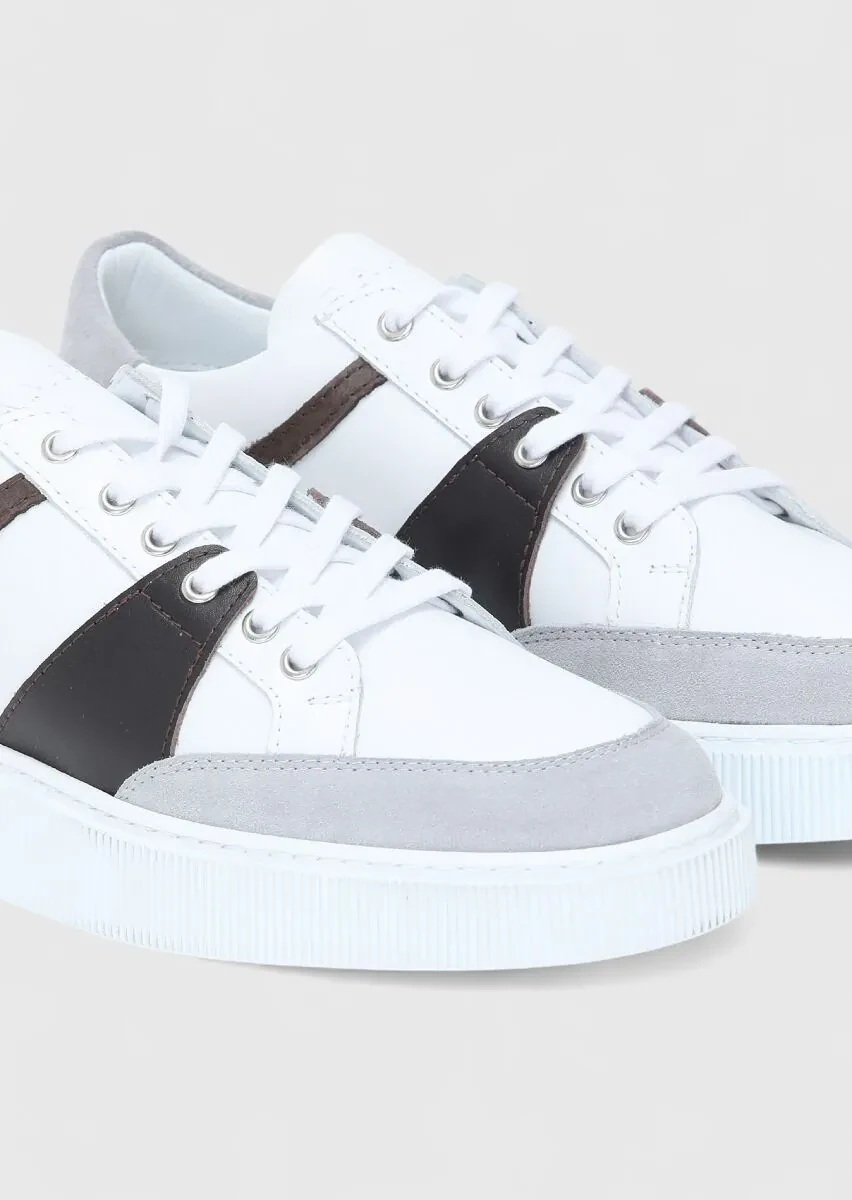 Grey Leather Sneaker - 3