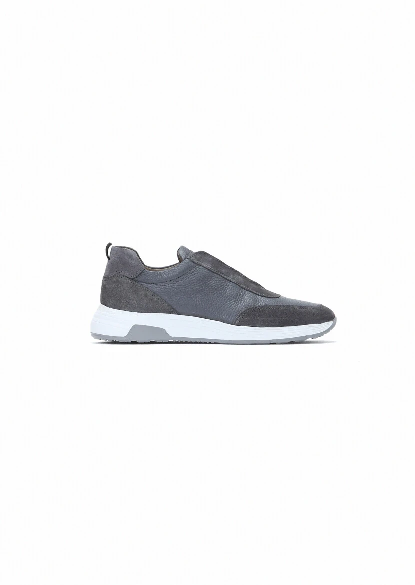 Grey Leather Sneaker - RAMSEY