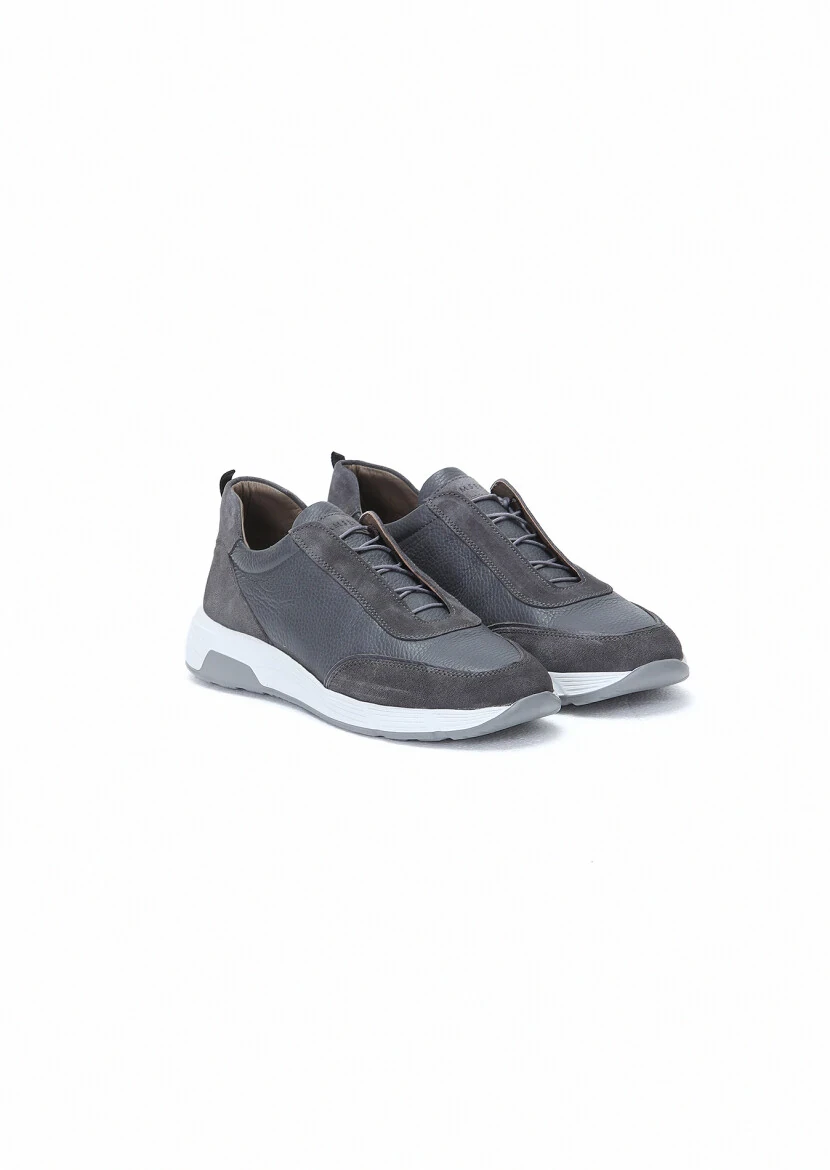 Grey Leather Sneaker - RAMSEY