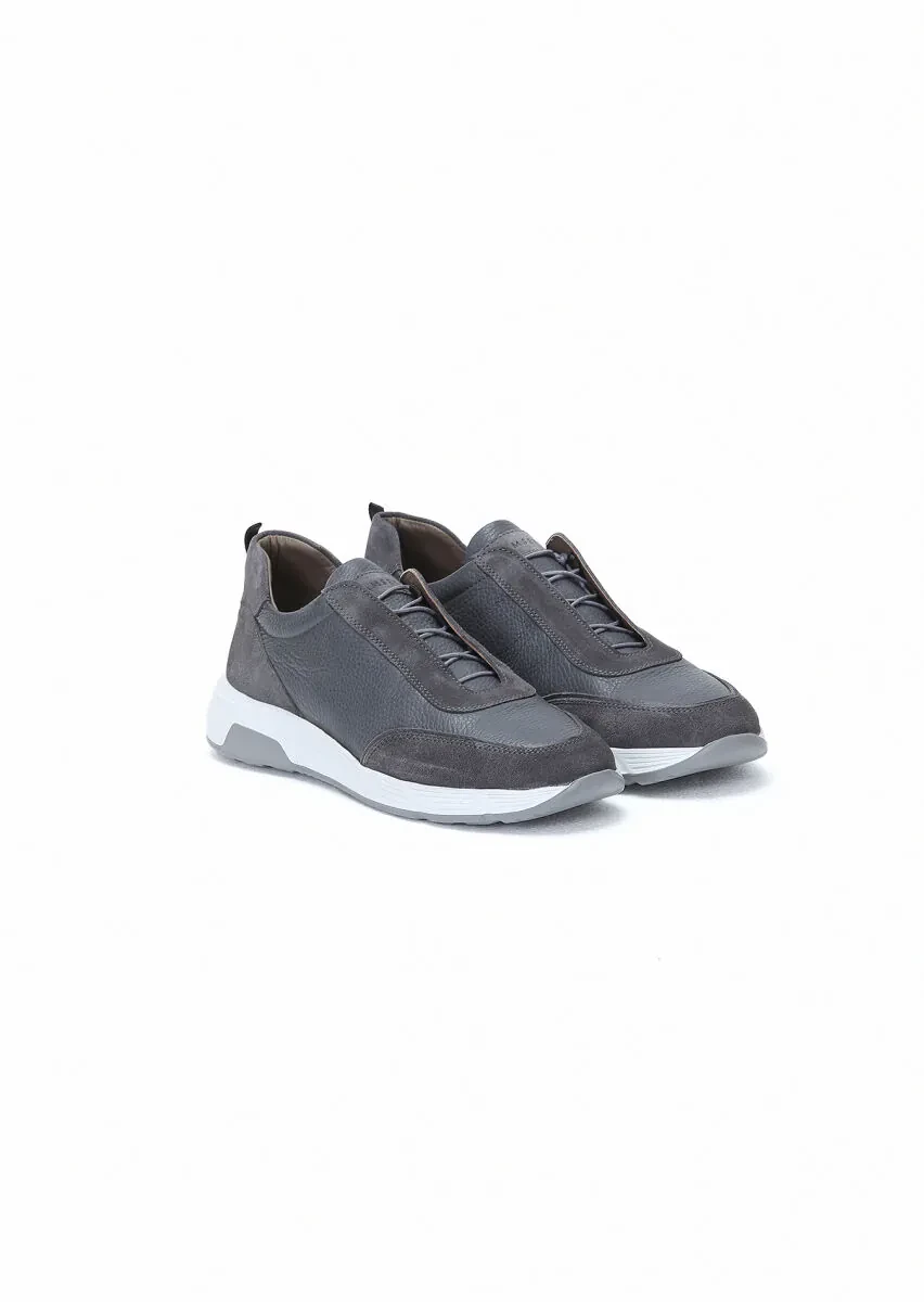Grey Leather Sneaker - 2