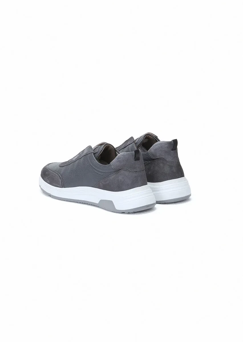 Grey Leather Sneaker - 4