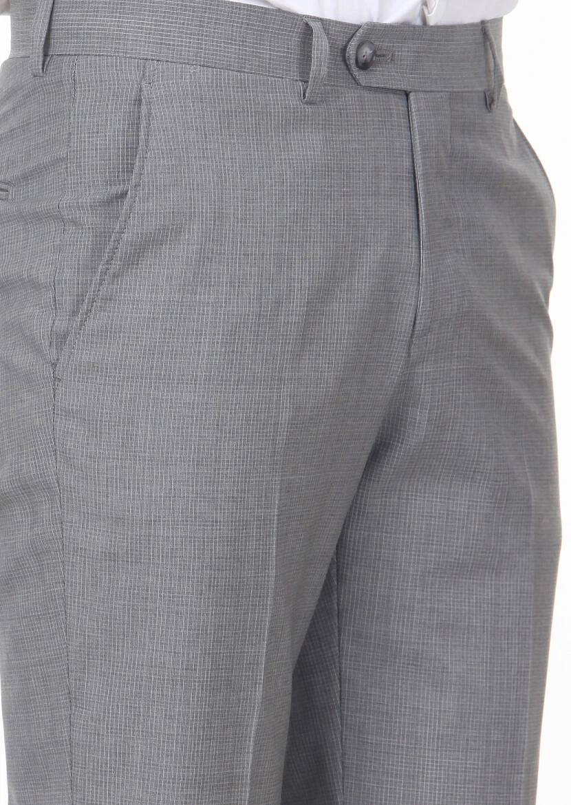 Grey Material Modern Fit Classical 100% Wool Trousers - 3