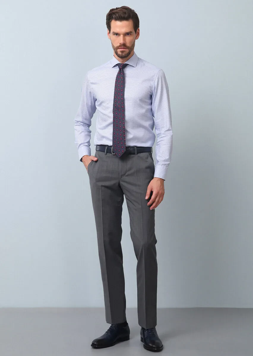 Grey Material Modern Fit Classical 100% Wool Trousers - 3