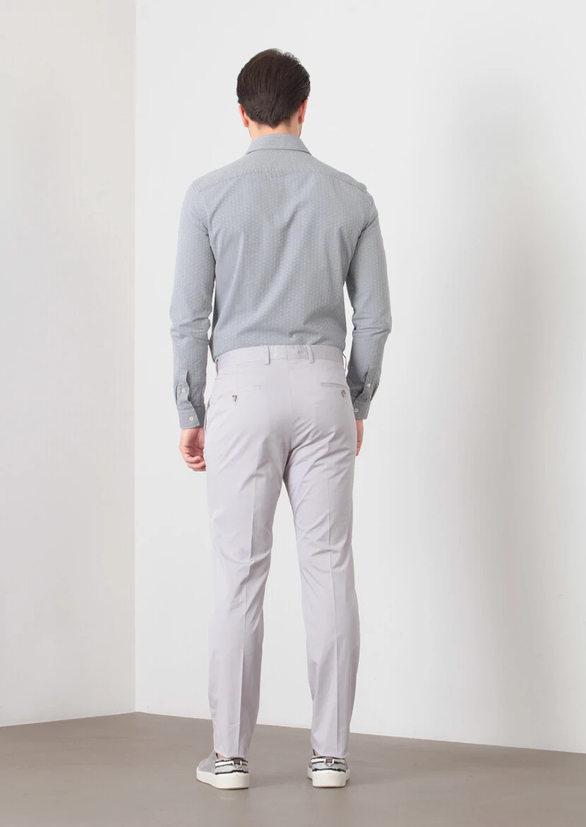 Grey Material Modern Fit Classical Cotton Blended Trousers - 4