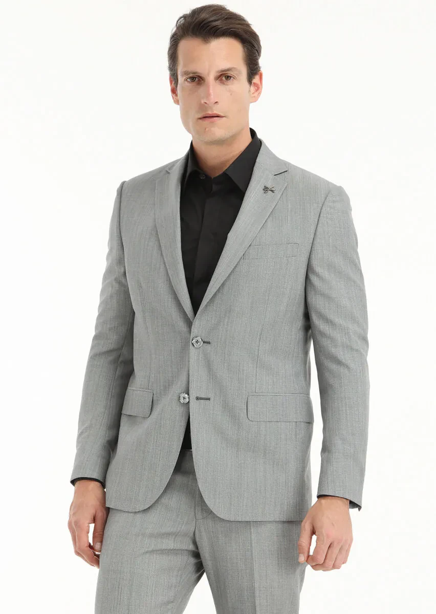 Grey Micro Modern Fit 100% Wool Suit - 3