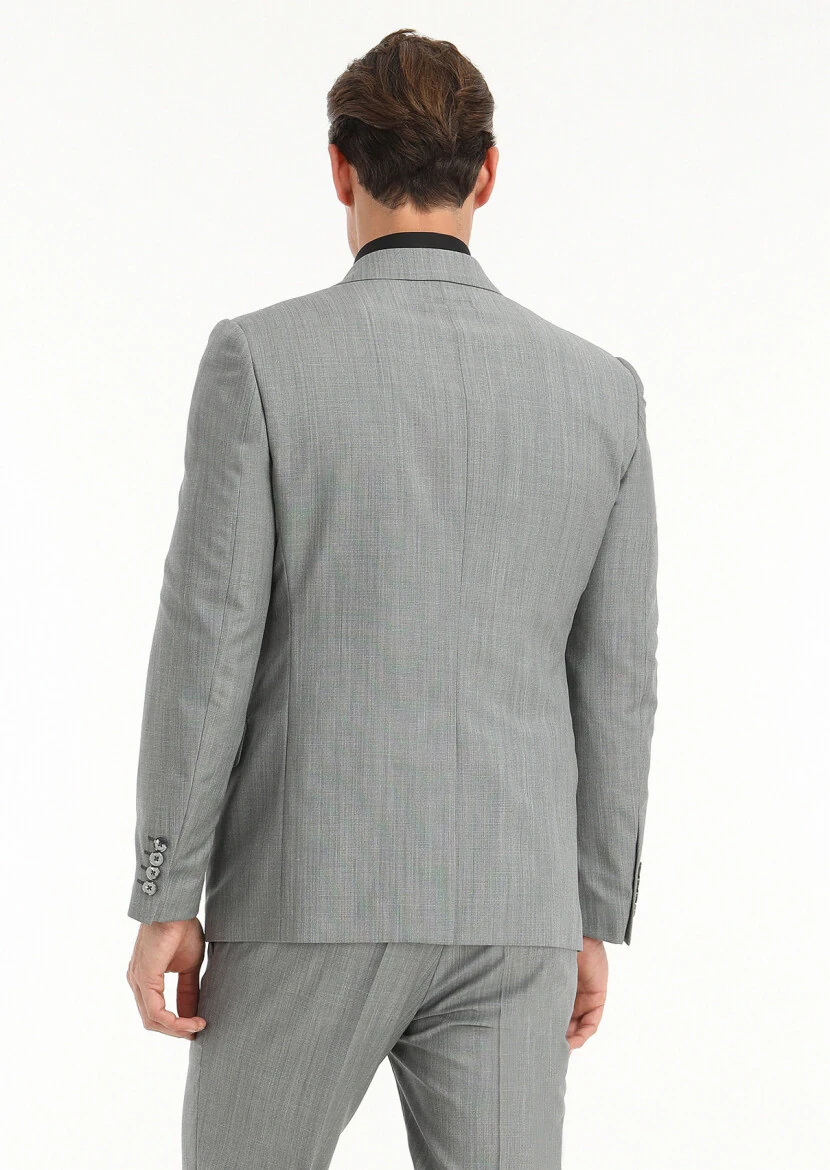 Grey Micro Modern Fit 100% Wool Suit - 4
