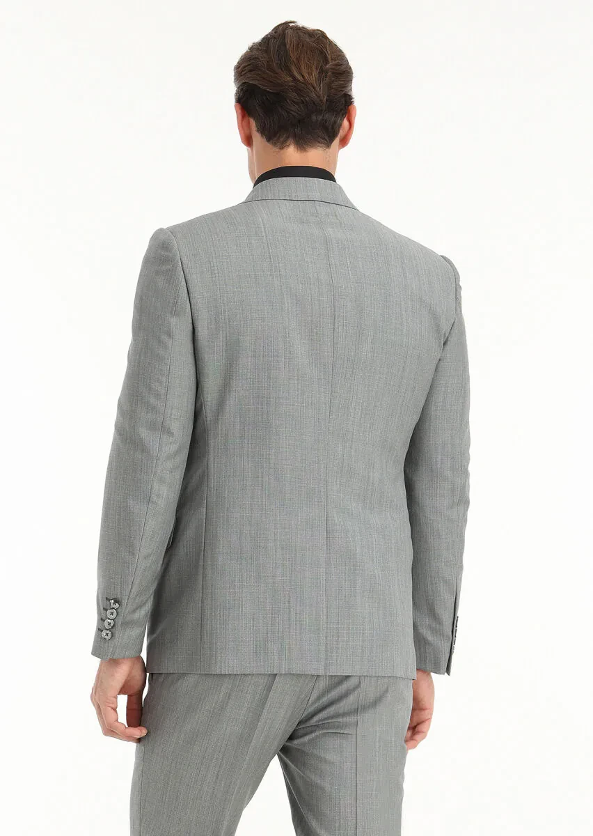 Grey Micro Modern Fit 100% Wool Suit - 4