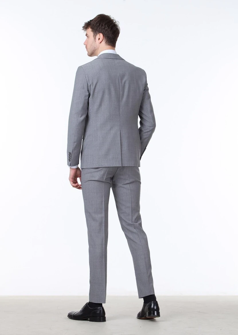 Grey Micro Regular Fit 100% Wool Suit - 4