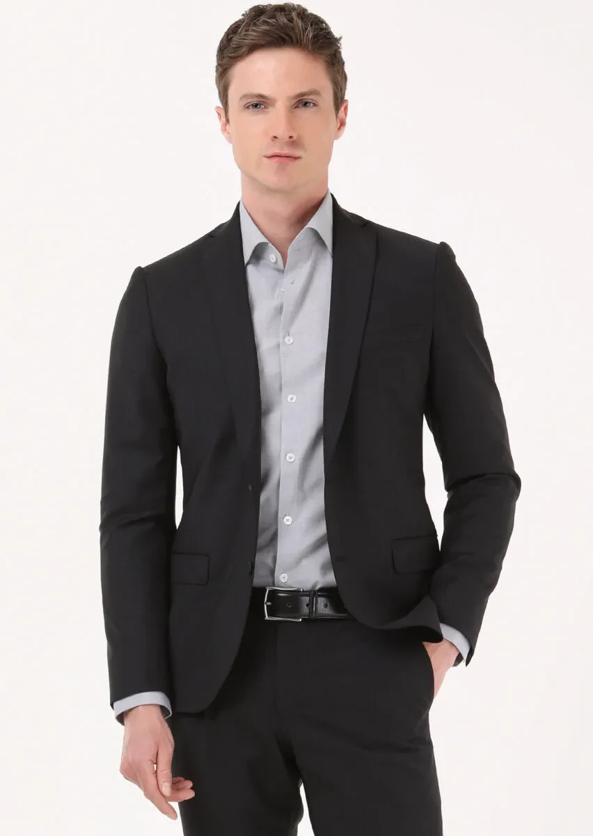 Grey Micro Regular Fit Weaving Classical 100% Cotton Shirt - 2