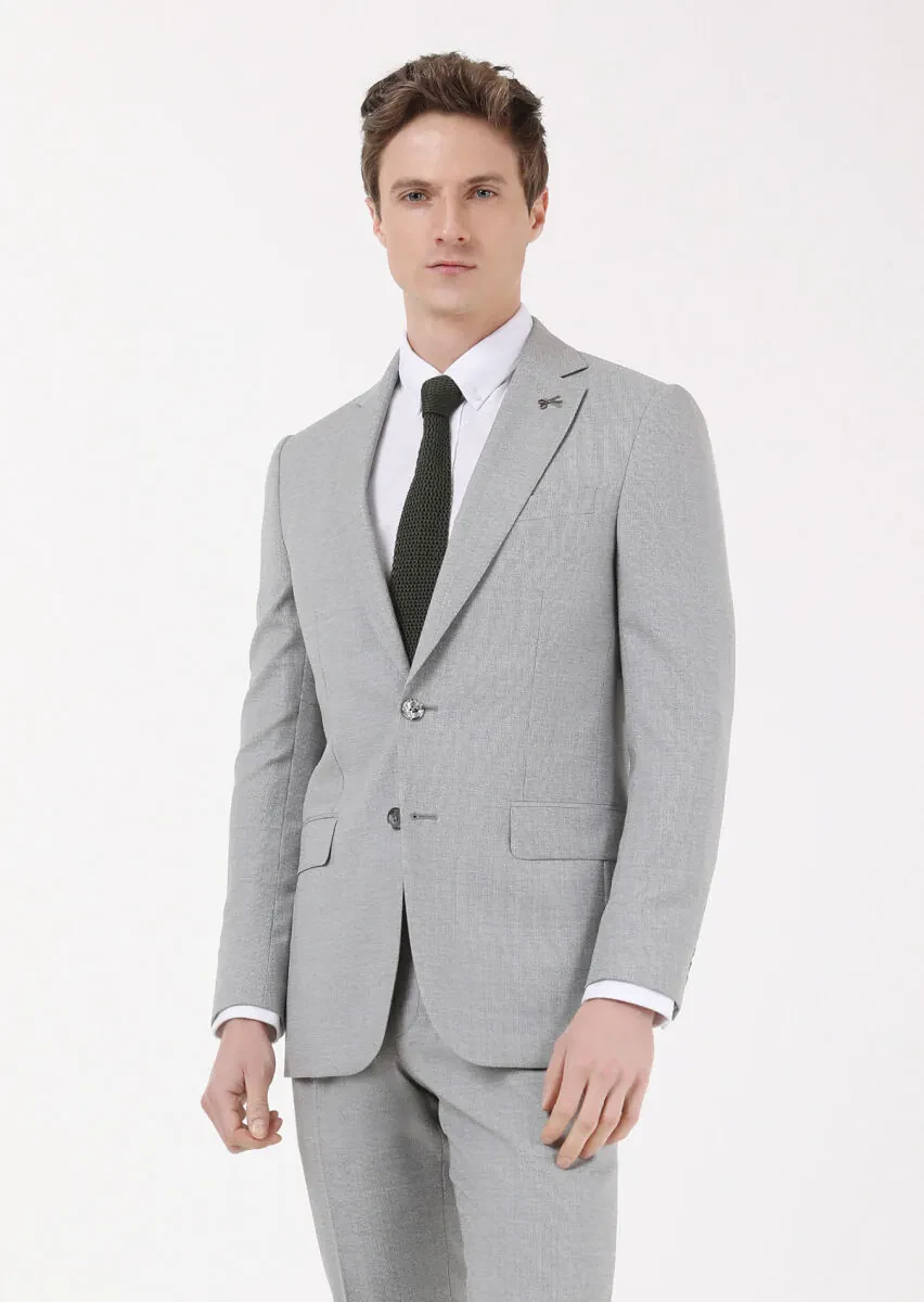 Grey Micro Thin&Taller Slim Fit 100% Wool Suit - 1