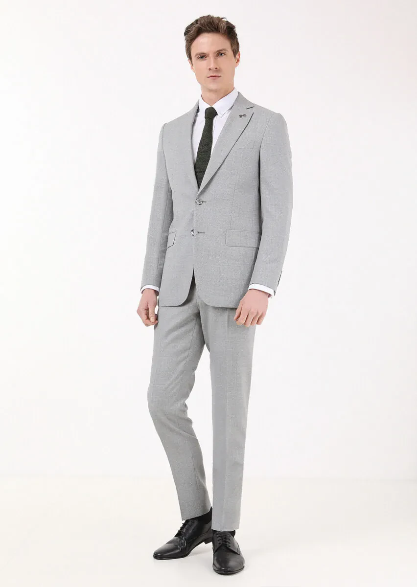Grey Micro Thin&Taller Slim Fit 100% Wool Suit - 2
