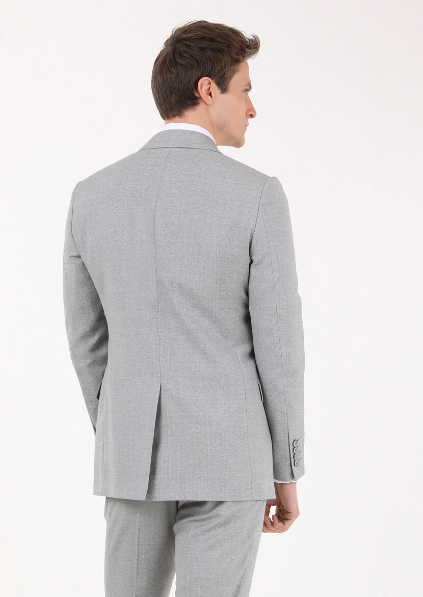 Grey Micro Thin&Taller Slim Fit 100% Wool Suit - 4