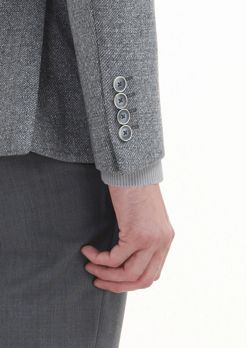 Grey Micro Zeroweight Slim Fit 100% Wool Jacket - 5