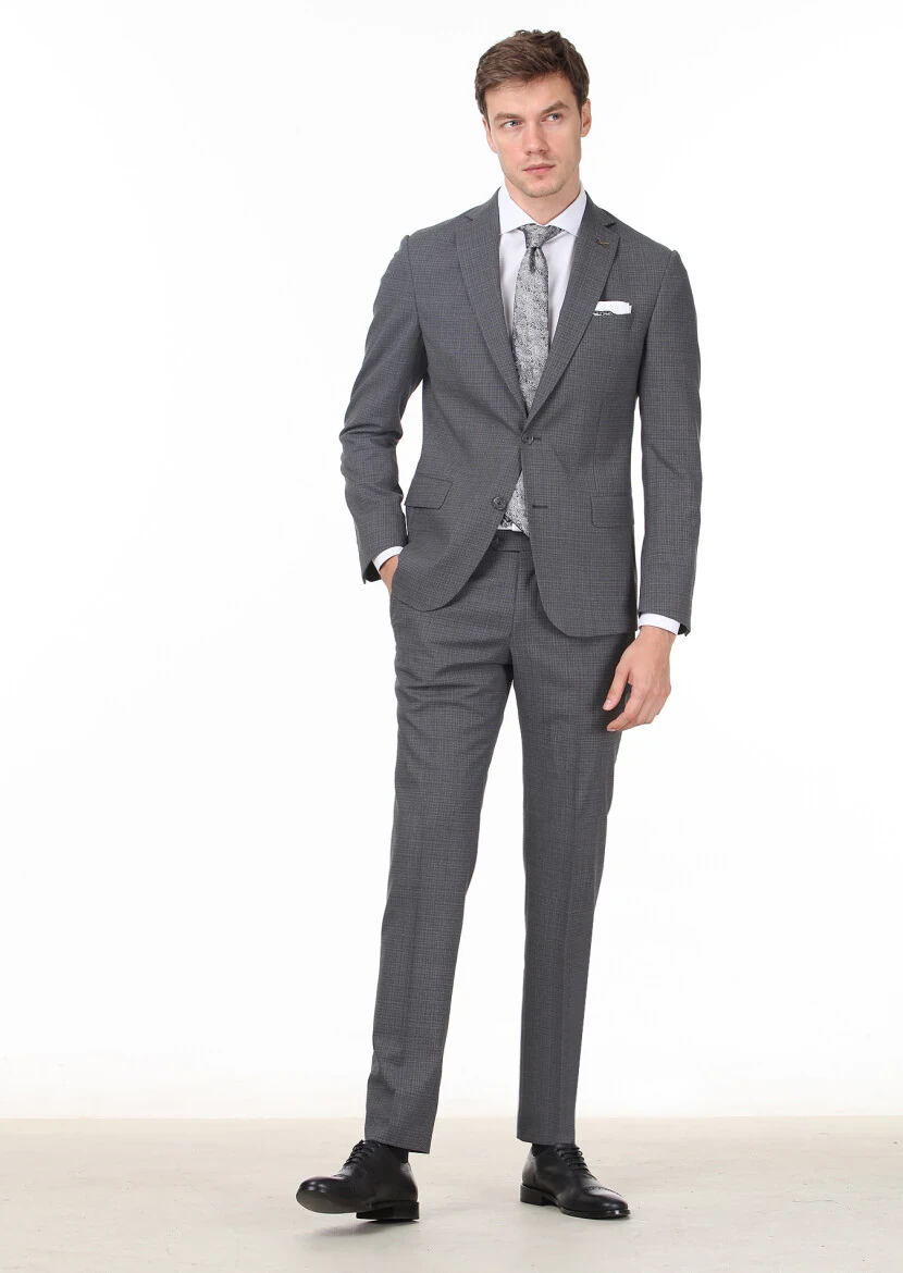 Grey Micro Zeroweight Slim Fit 100% Wool Suit - 3