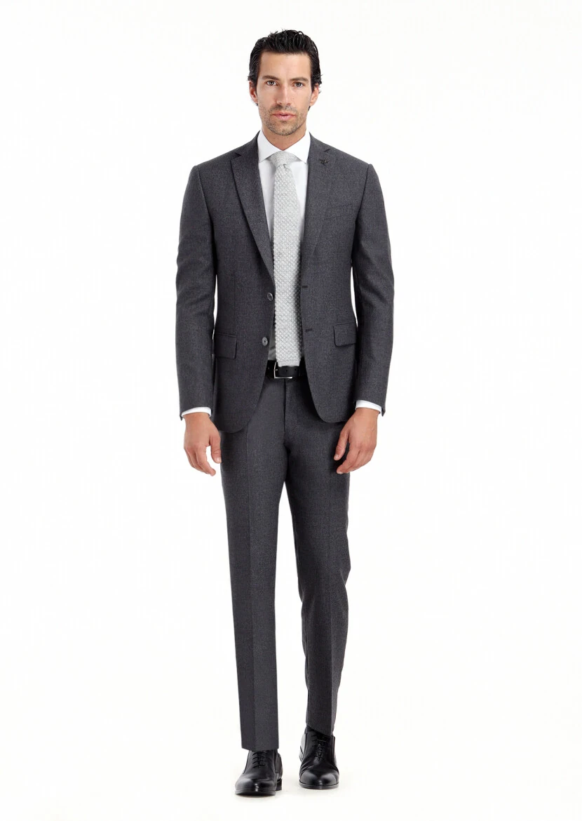 Grey Micro Zeroweight Slim Fit 100% Wool Suit - 1