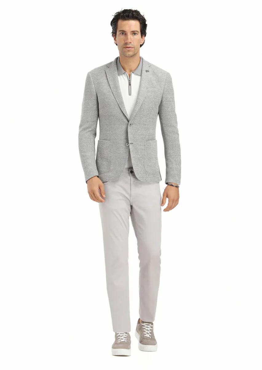 Grey Micro Zeroweight Slim Fit Cotton Blended Jacket - 1