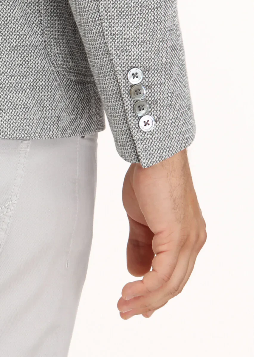 Grey Micro Zeroweight Slim Fit Cotton Blended Jacket - 6