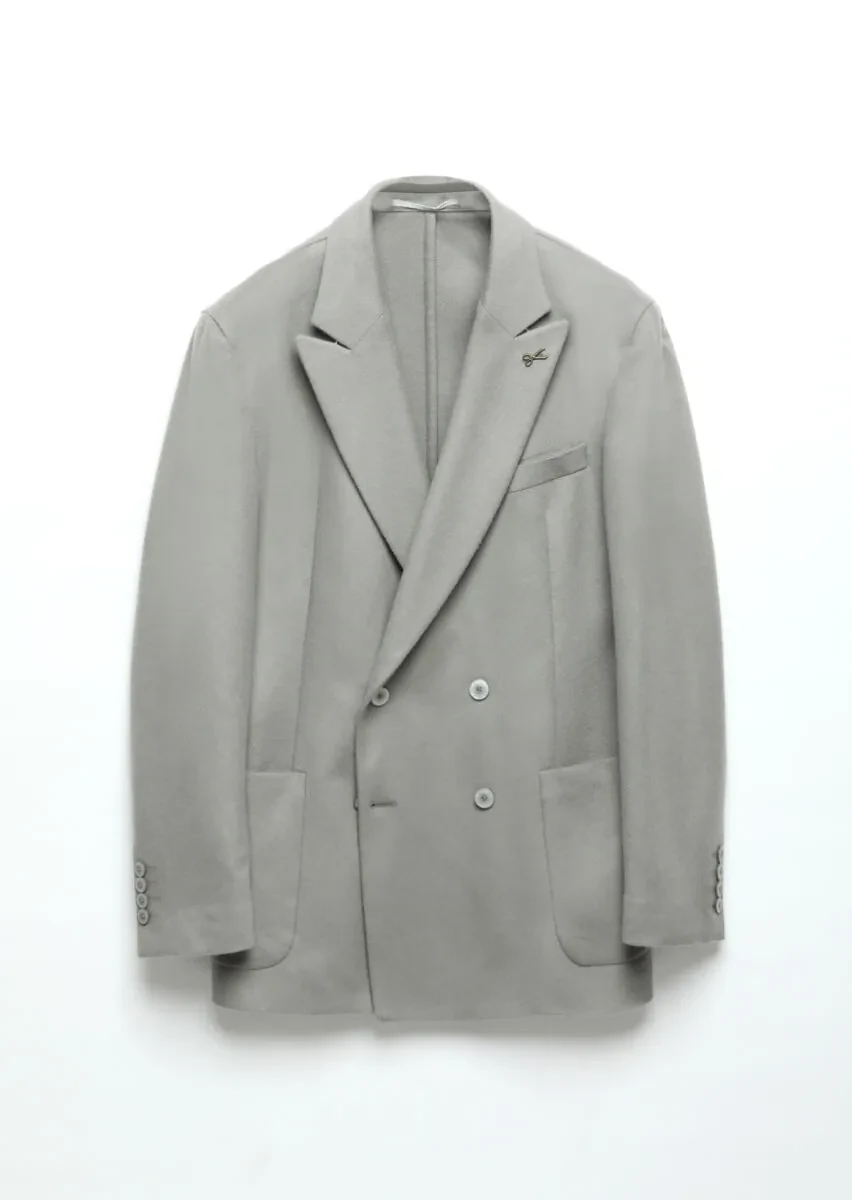 Grey Plain Comfort Fit 100% Wool Jacket - 7