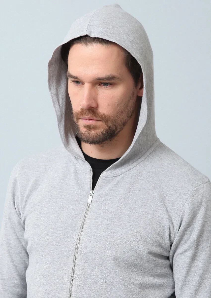 Grey Plain Knitting Cardigan - 3