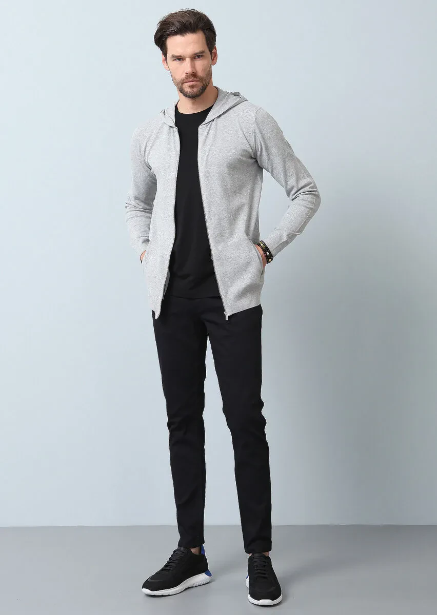 Grey Plain Knitting Cardigan - 5