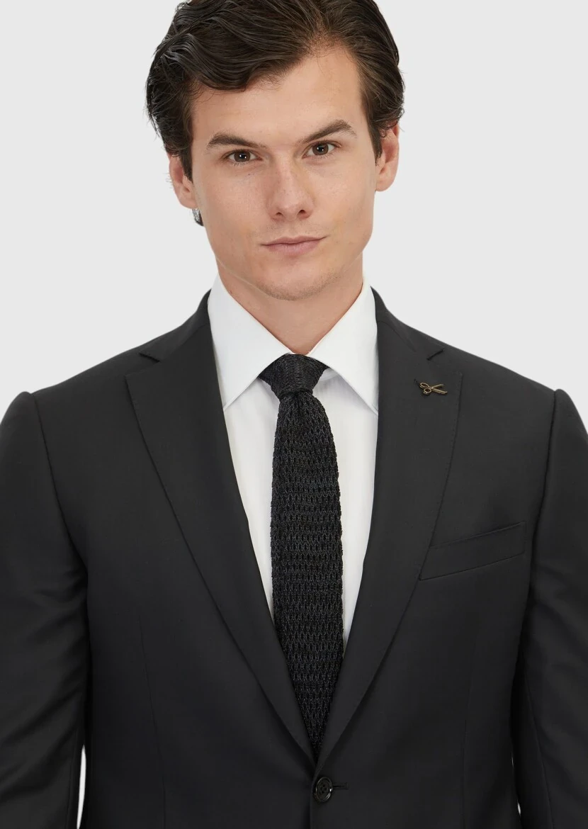 Grey Plain Regular Fit 100% Wool Suit - 3