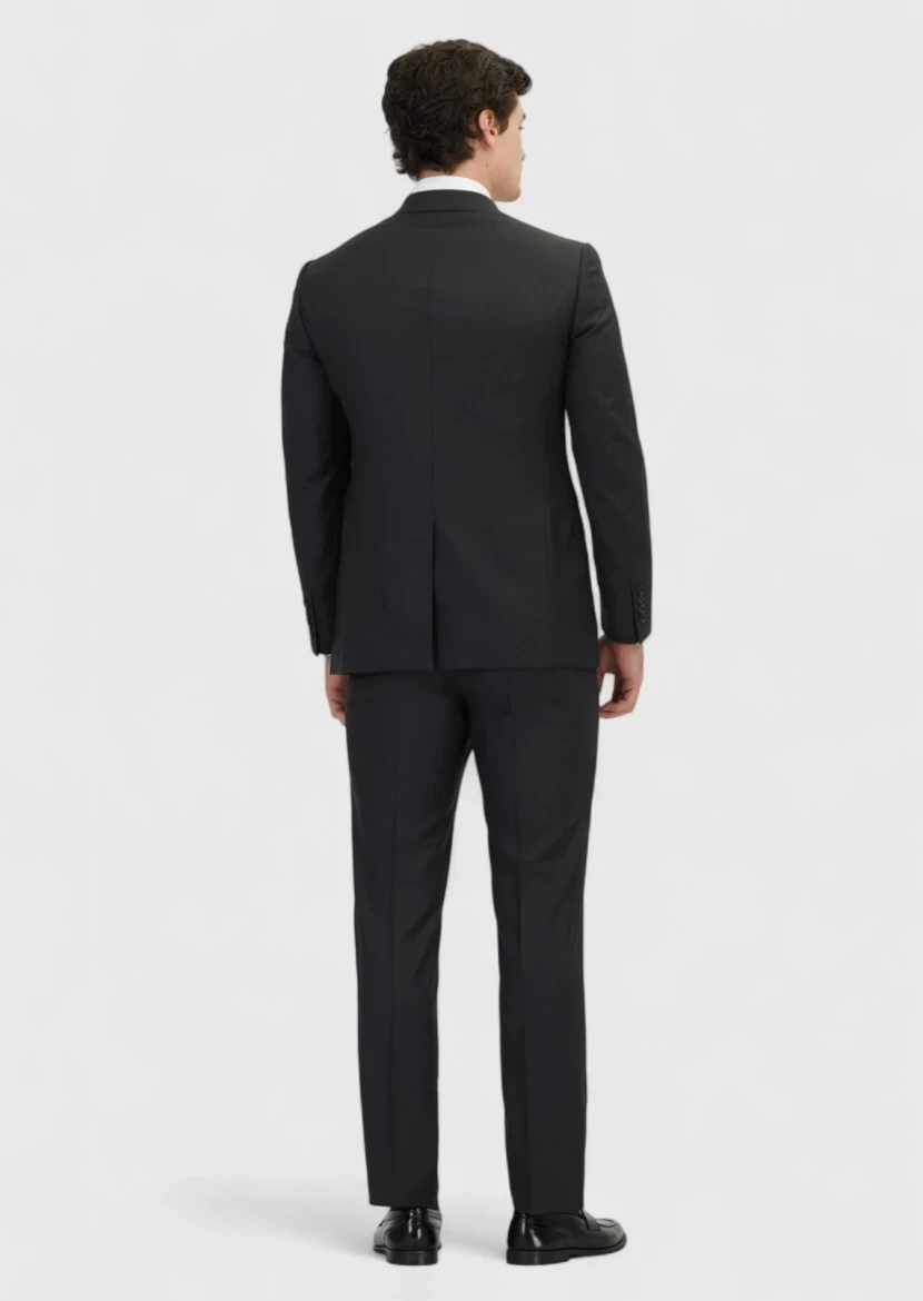 Grey Plain Regular Fit 100% Wool Suit - 6