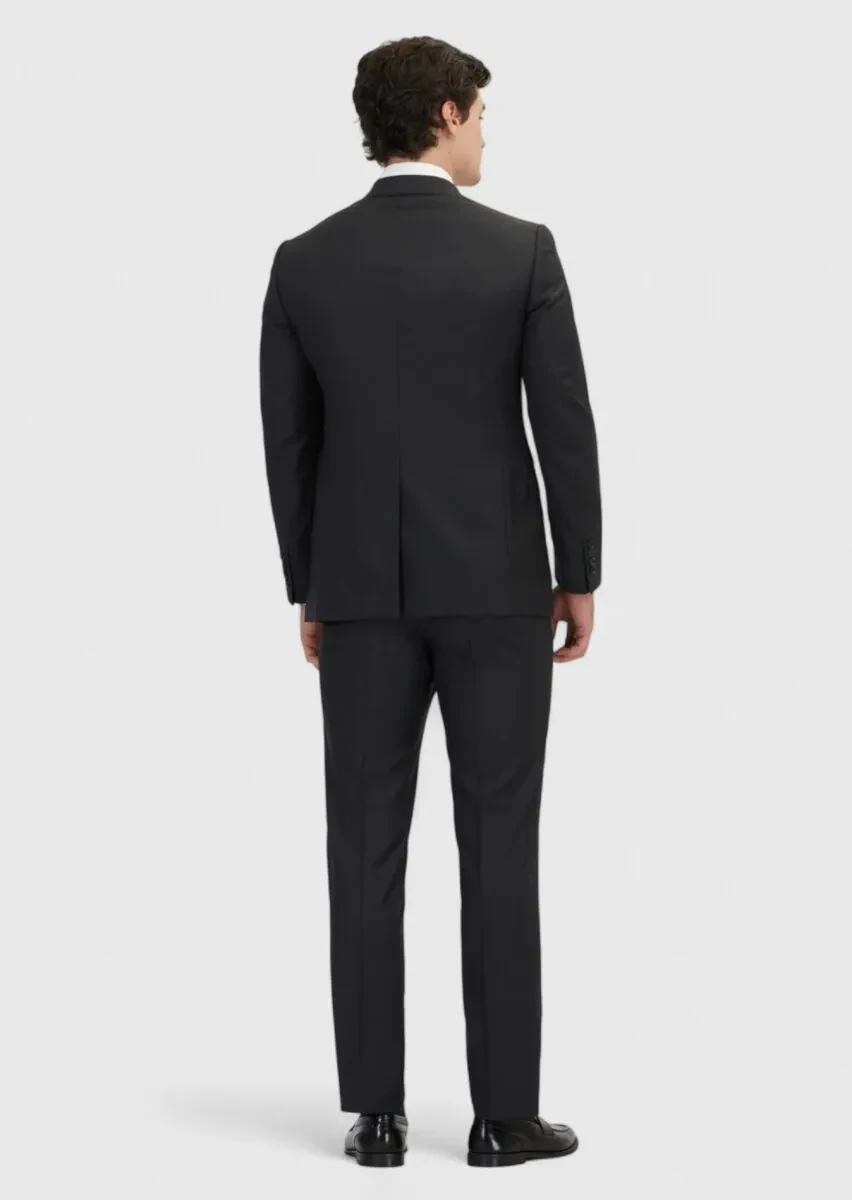 Grey Plain Regular Fit 100% Wool Suit - 6