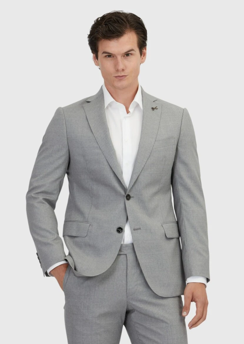 Grey Plain Regular Fit 100% Wool Suit - RAMSEY