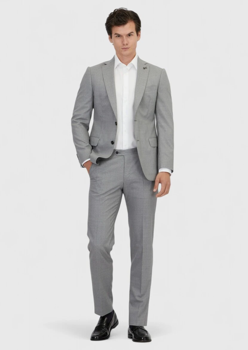 Grey Plain Regular Fit 100% Wool Suit - RAMSEY