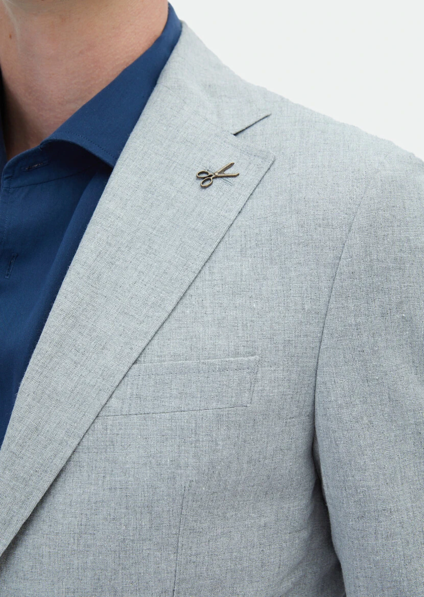 Grey Plain Zeroweight Slim Fit Cotton Blended Jacket - 5