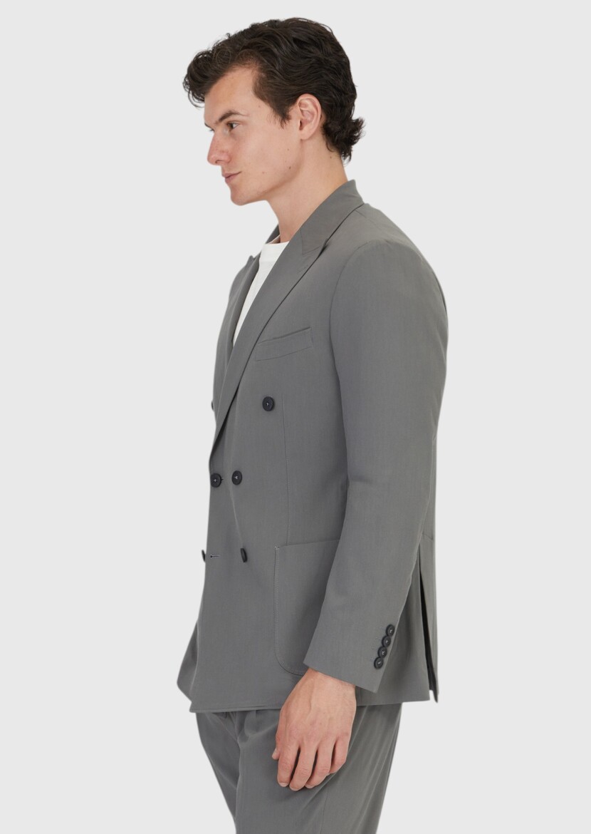 Grey Plain Zeroweight Slim Fit Suit - 3