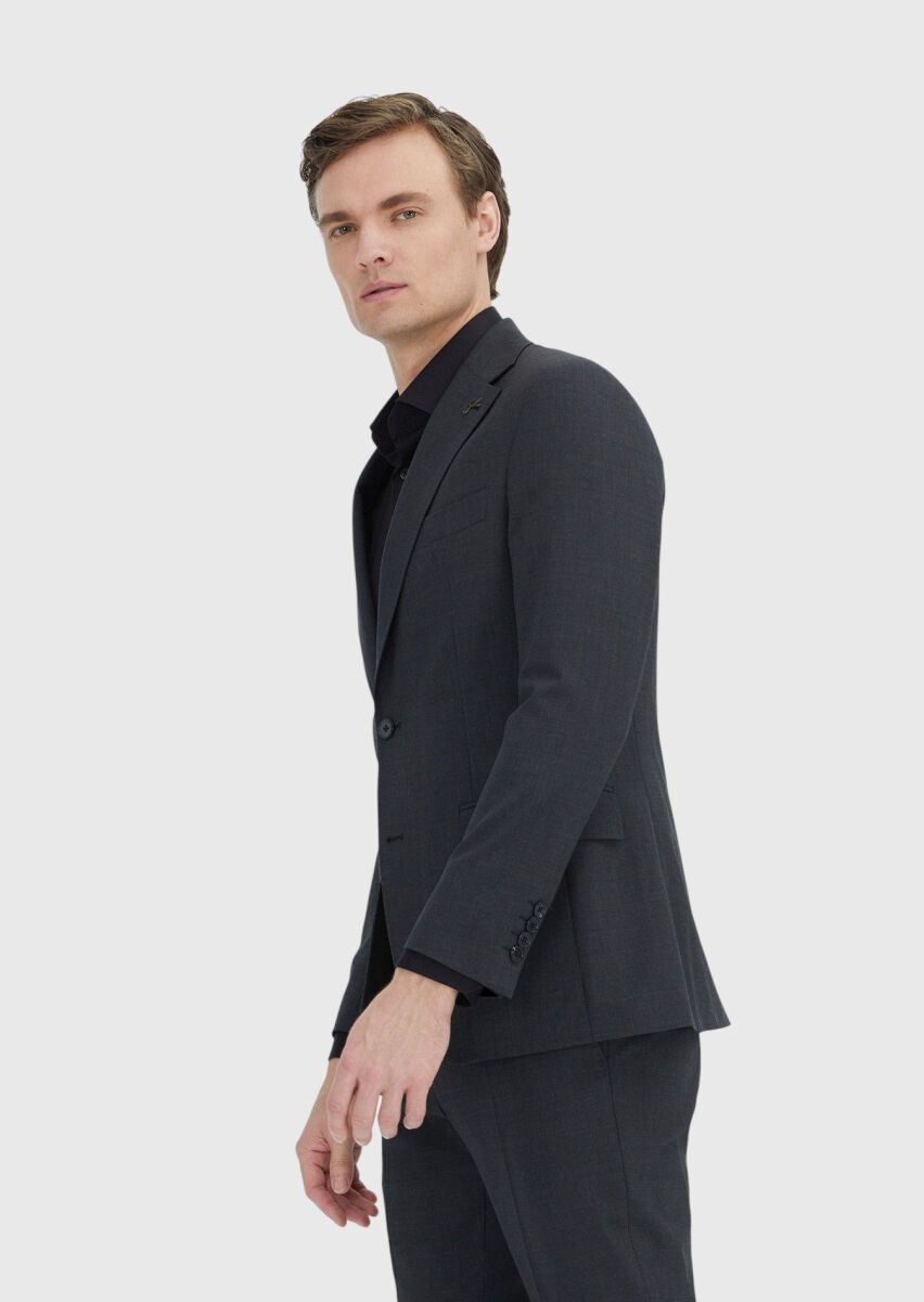 Grey Plain Zeroweight Slim Fit Wool Blended Suit - 4