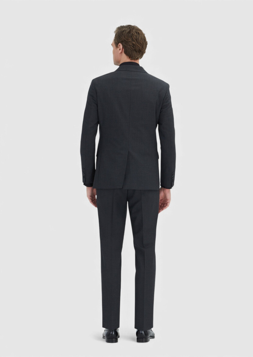 Grey Plain Zeroweight Slim Fit Wool Blended Suit - 6
