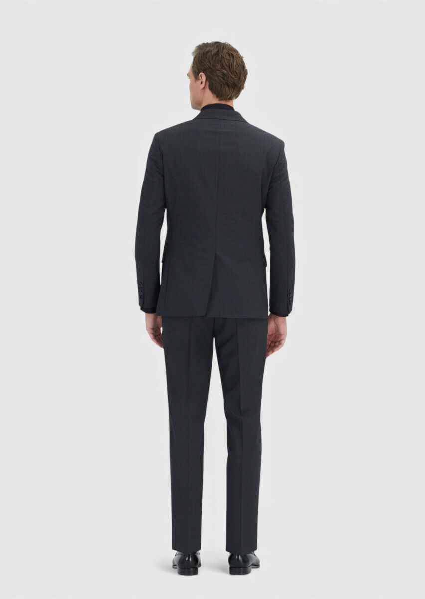 Grey Plain Zeroweight Slim Fit Wool Blended Suit - 6