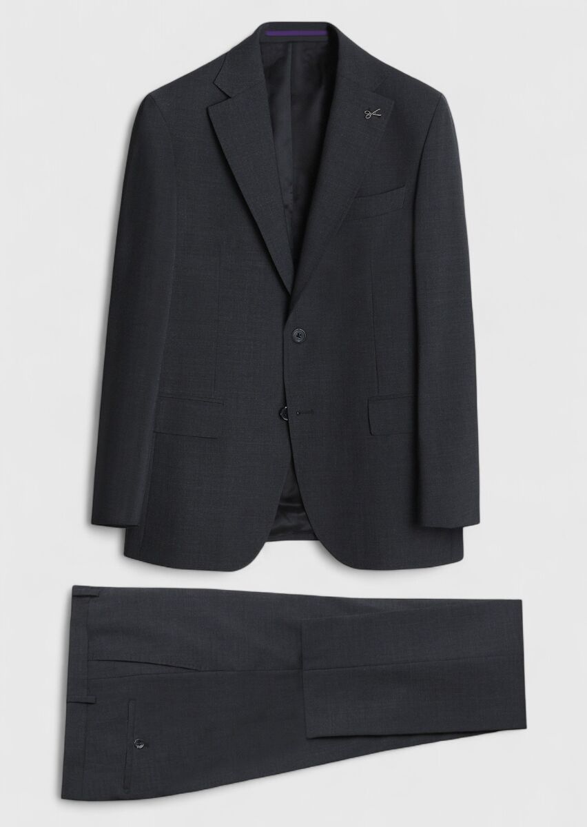 Grey Plain Zeroweight Slim Fit Wool Blended Suit - 7