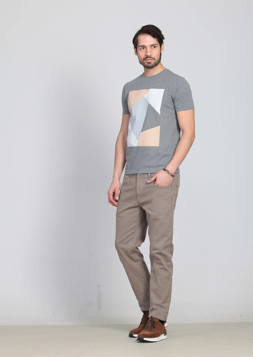Grey Printed 100% Cotton T-Shirt - 3