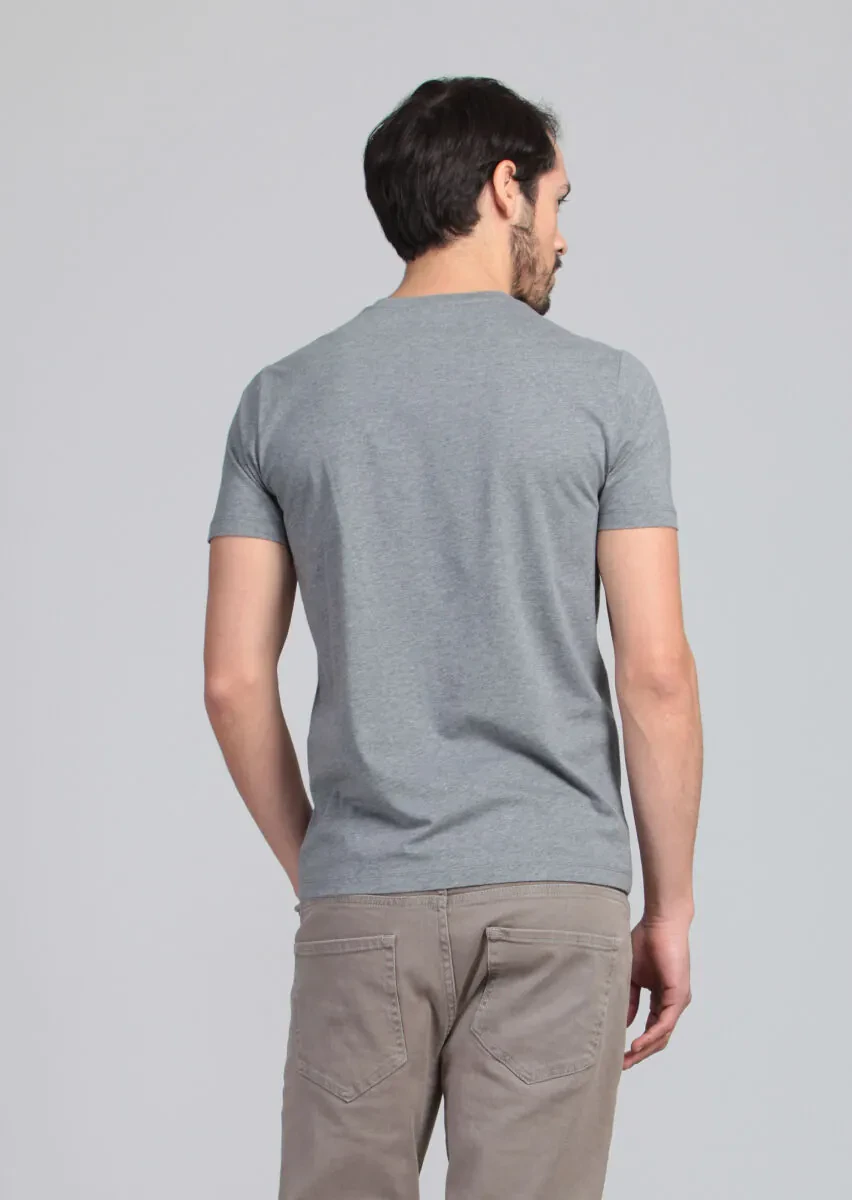 Grey Printed 100% Cotton T-Shirt - 5