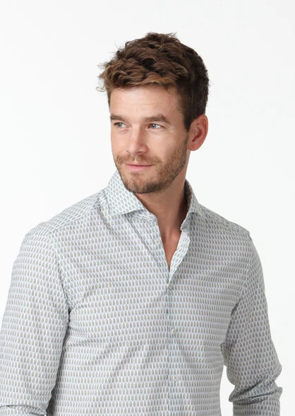 Grey Printed Slim Fit Weaving Casual 100% Cotton Shirt - 3