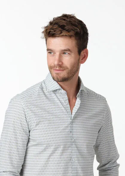 Grey Printed Slim Fit Weaving Casual 100% Cotton Shirt - 3