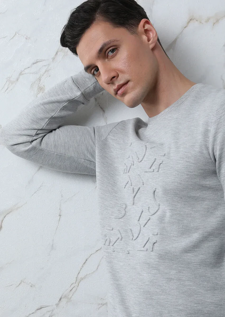 Grey Printed Sweatshirt - 4