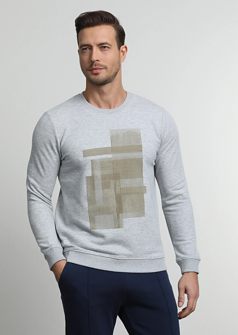 Grey Printed Sweatshirt - 1