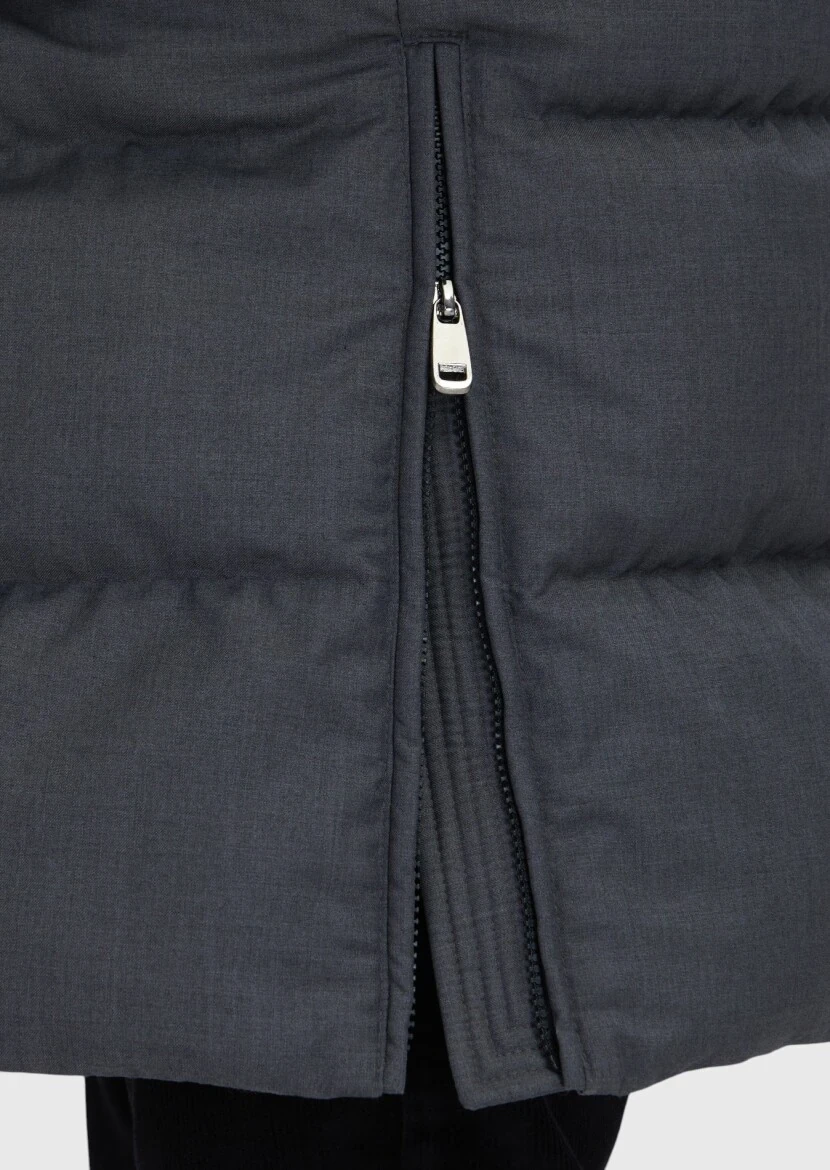 Grey Regular Fit Hooded Casual Weaving Coat - 9