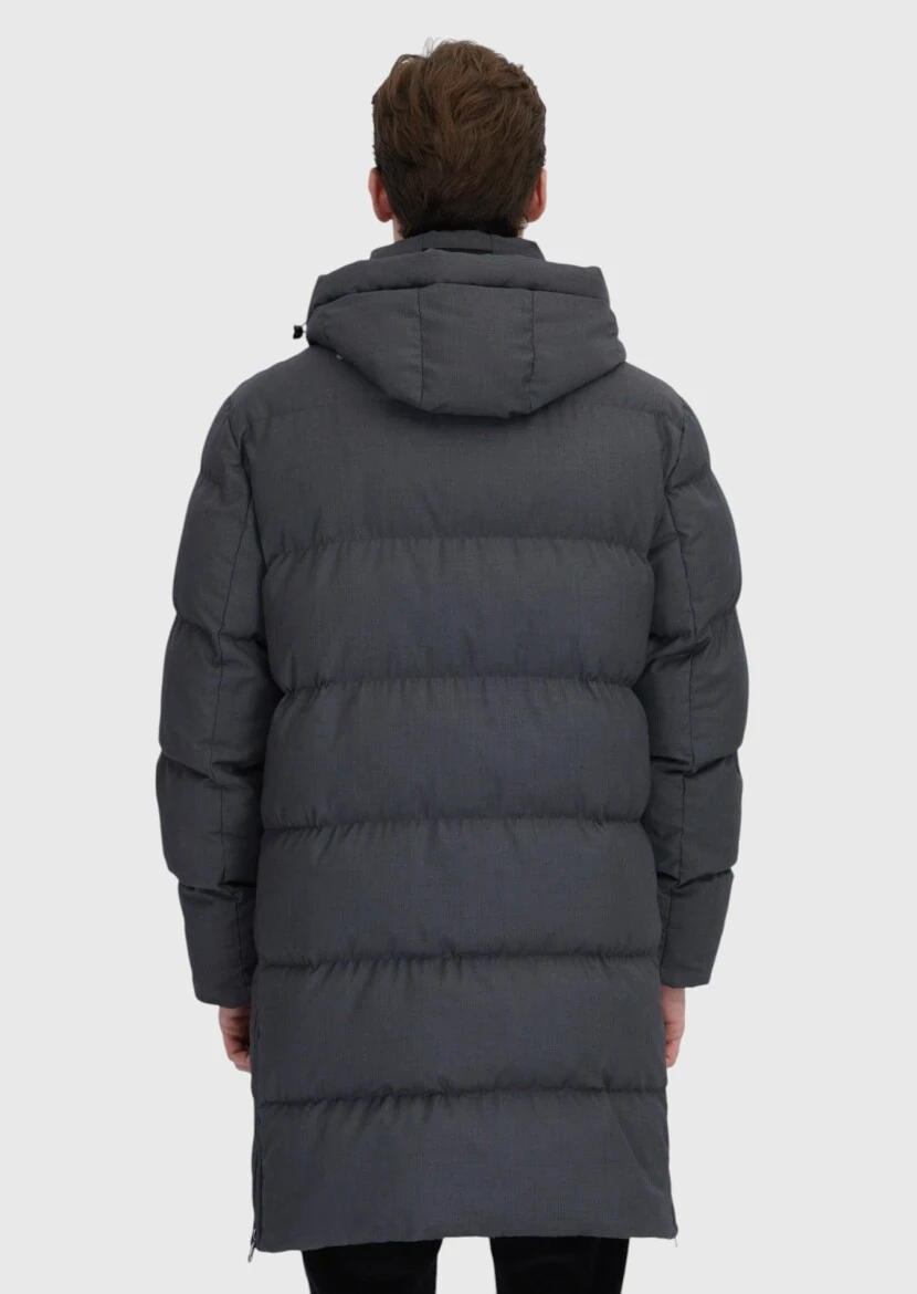 Grey Regular Fit Hooded Casual Weaving Coat - 10