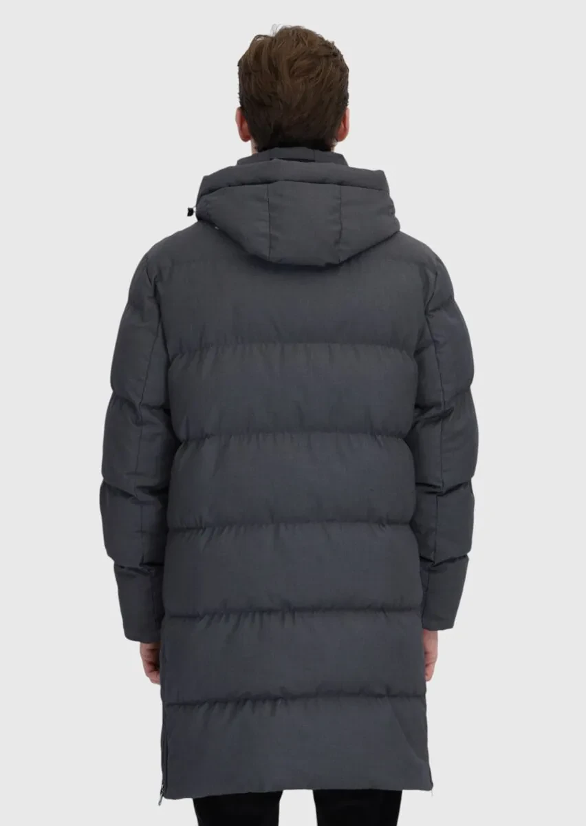 Grey Regular Fit Hooded Casual Weaving Coat - 10