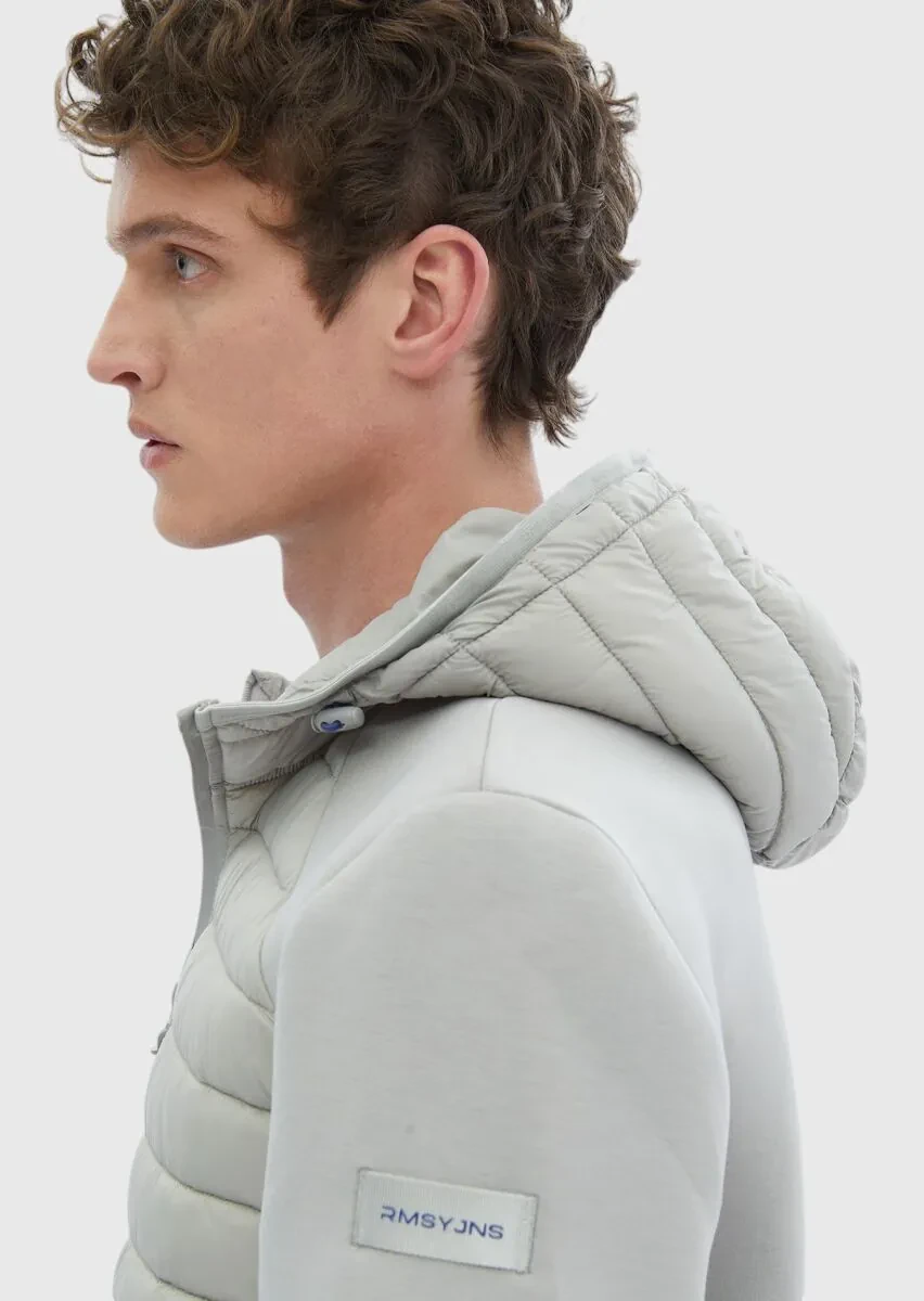 Grey Regular Fit Hooded Denim Weaving Coat - 8