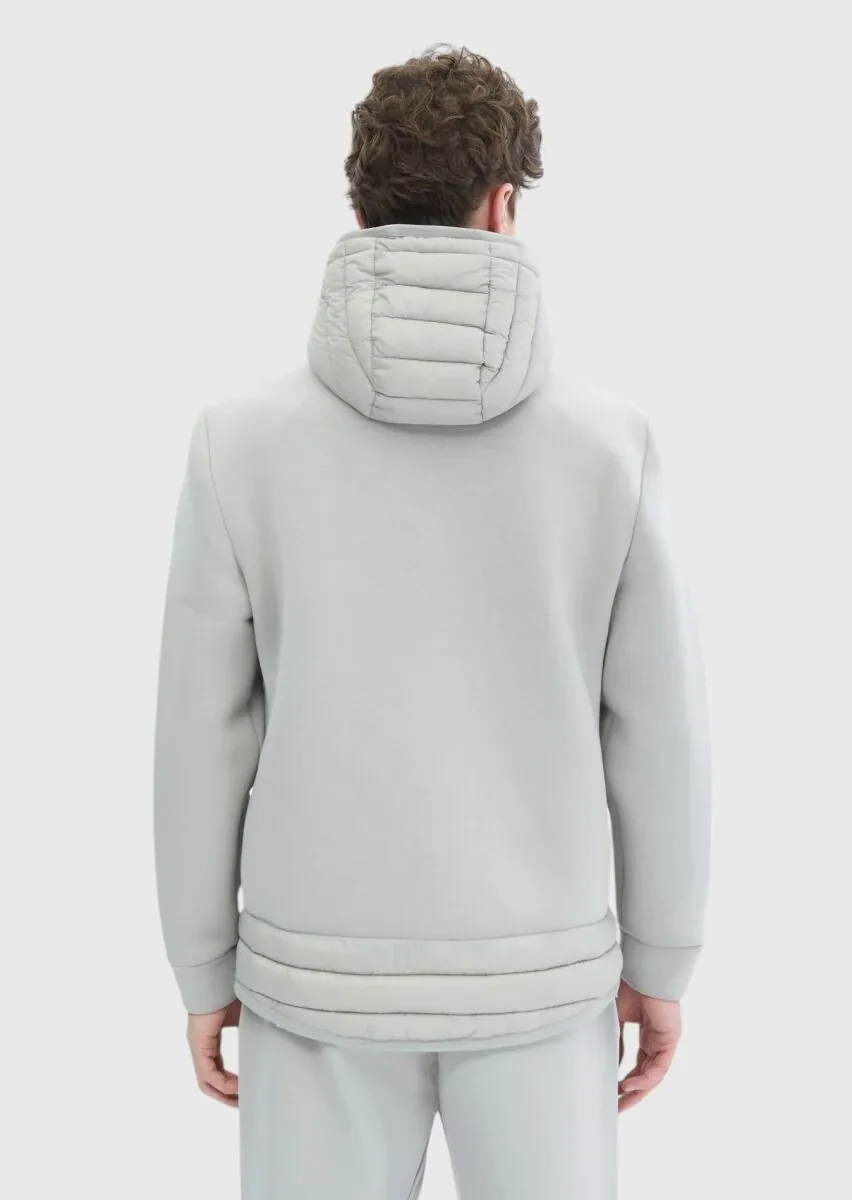 Grey Regular Fit Hooded Denim Weaving Coat - 9