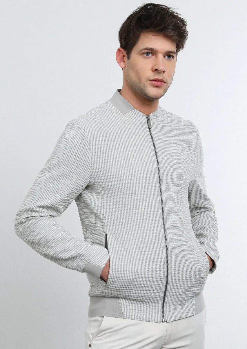 Grey Regular Fit Turtleneck Casual Weaving Coat - 2