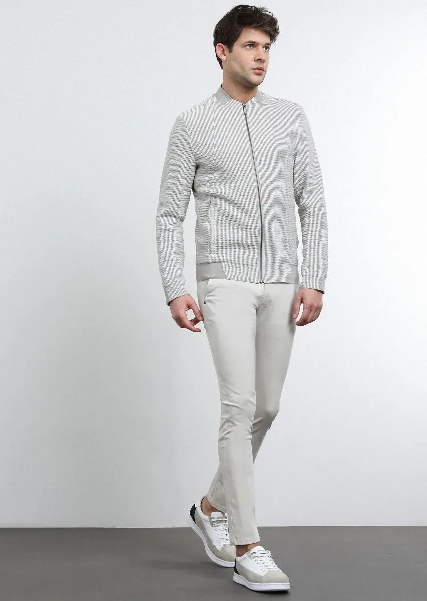 Grey Regular Fit Turtleneck Casual Weaving Coat - 3