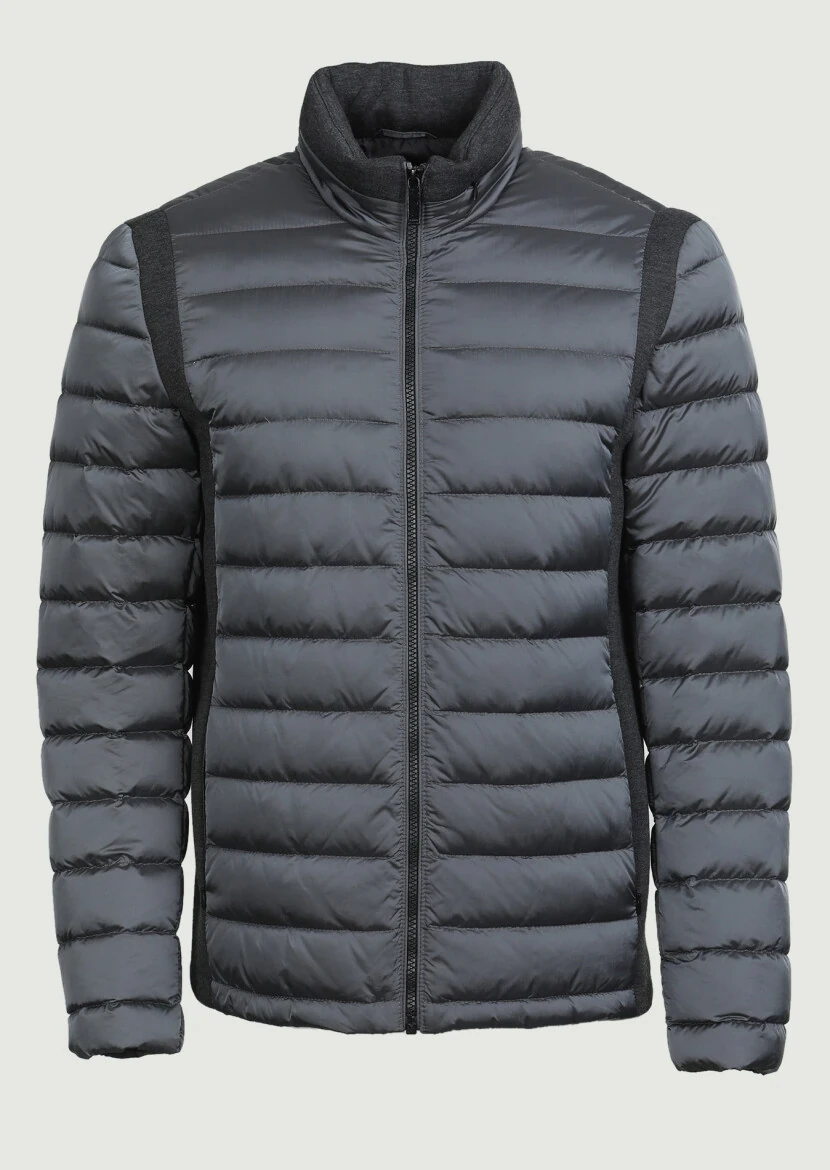 Grey Regular Fit Turtleneck Casual Weaving Coat - 6